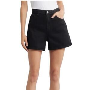 NWOT Mango MNG Zoe Black Denim Shorts High Waisted Women’s Size 2